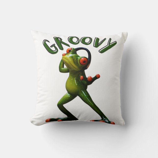 Groovy Green Frog Kissen (Vorderseite)