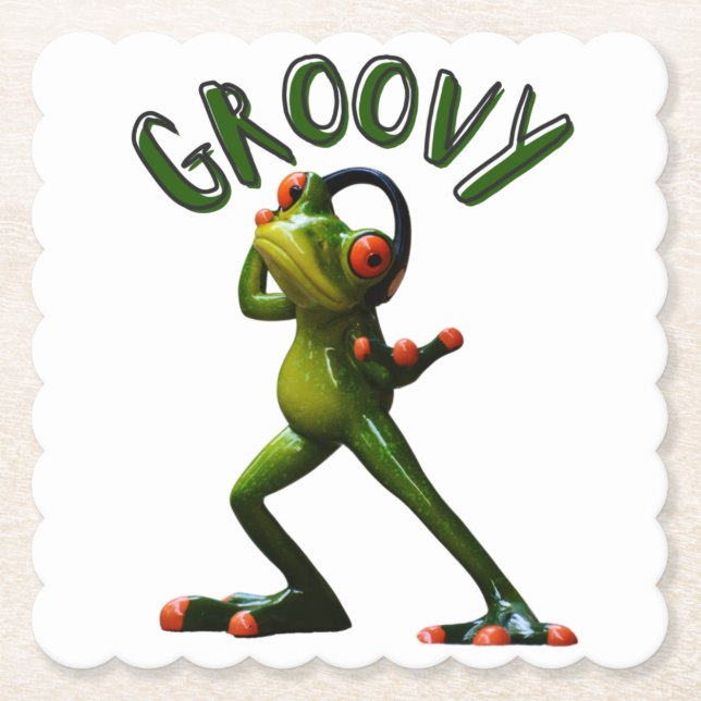 Groovy Green Frog Untersetzer (Vorderseite)