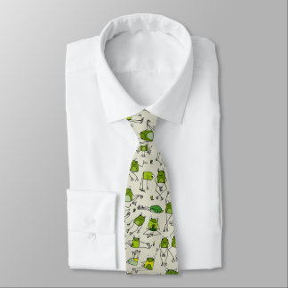 Groovy Green Frogs Hoppin Stick Frosch Ribbit Krawatte