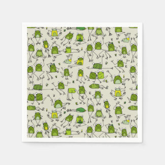 Groovy Green Frogs Hoppin Stick Frosch Ribbit Serviette