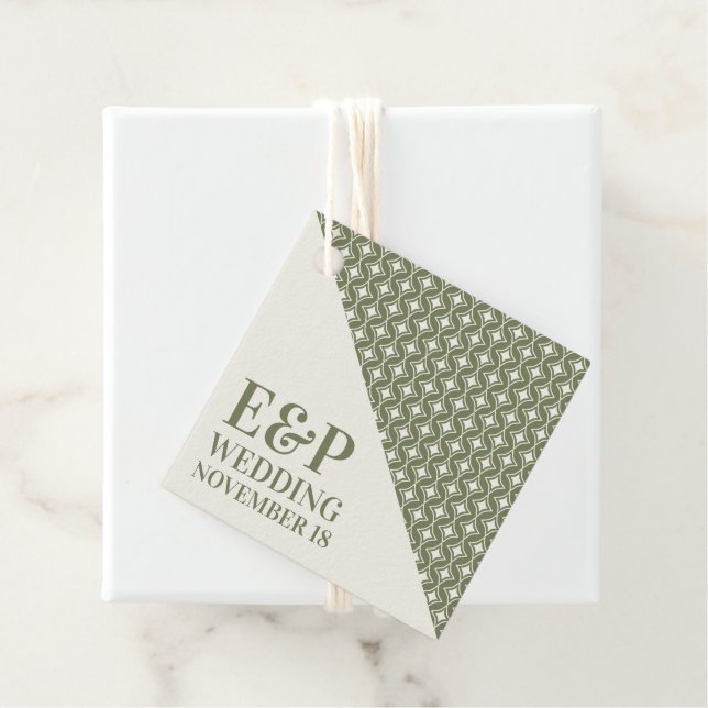 Groovy Green Retro 70er Wedding Geschenkanhänger (Beispiel)