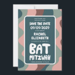 Groovy Green Waves Custom Bat Bar Bnai Mitzvah Save The Date<br><div class="desc">Perfekte Karte, um eine Bar- oder Fledermausmitzvah oder andere jüdische Feier zu verkünden und Gäste zu Save the Date fragen! Handgefertigte Kunst für Sie mit Griffe auf der Vorder- und Rückseite! (Karo Shop oder DM für BAR/BAT Optionen) VOLL KUNSTBAR! Klicken Sie auf "Personalisieren" oben, um den Text zu bearbeiten. Klicken...</div>