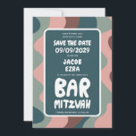 Groovy Green Waves Custom Bat Bar Bnai Mitzvah Save The Date<br><div class="desc">Perfekte Karte, um eine Bar- oder Fledermausmitzvah oder andere jüdische Feier zu verkünden und Gäste zu Save the Date fragen! Handgefertigte Kunst für Sie mit Griffe auf der Vorder- und Rückseite! (Karo Shop oder DM für BAR/BAT Optionen) VOLL KUNSTBAR! Klicken Sie auf "Personalisieren" oben, um den Text zu bearbeiten. Klicken...</div>