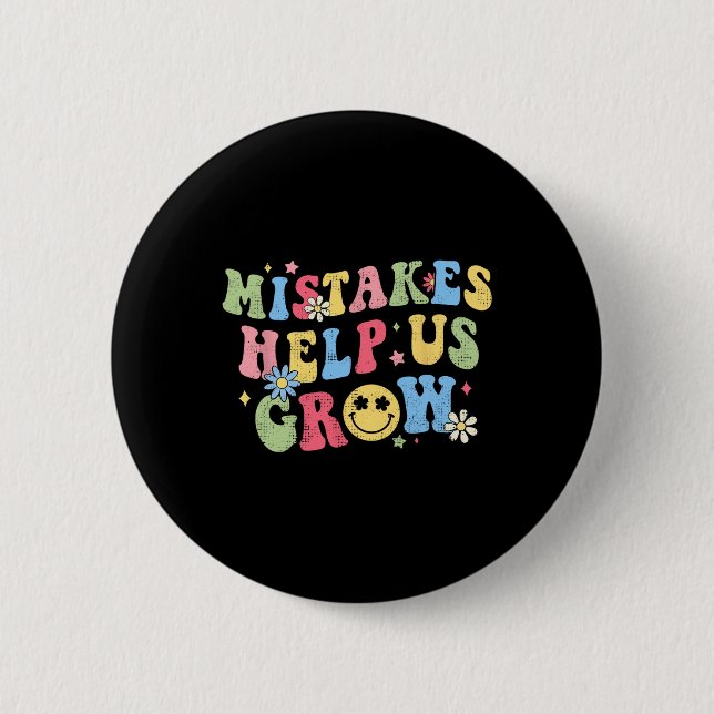 Groovy Growth Mindset Positive Retro Lehrer Byck Button (Vorderseite)