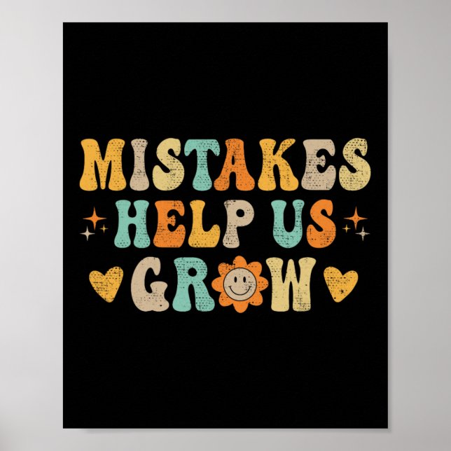 Groovy Growth Mindset Positive Retro-Lehrer zurück Poster (Vorne)