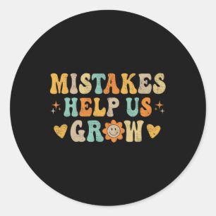 Groovy Growth Mindset Positive Retro-Lehrer zurück Runder Aufkleber