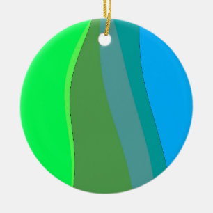 Groovy grüne und blaue abstrakte Kunst 305 Keramik Ornament