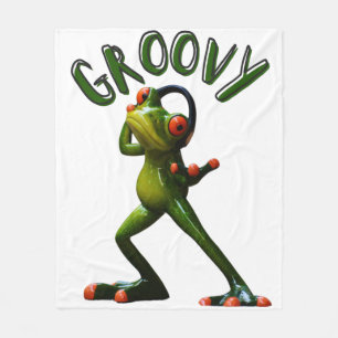 Groovy Grüner Frosch Fleecedecke
