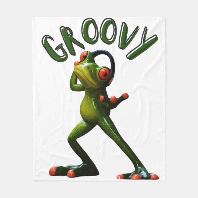 Groovy Grüner Frosch Fleecedecke (Vorderseite)