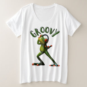 Groovy Grüner Frosch Große Größe T-Shirt