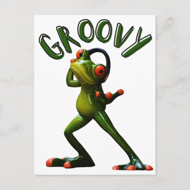 Groovy Grüner Frosch Postkarte (Vorderseite)