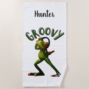 Groovy Grüner Frosch Strandtuch