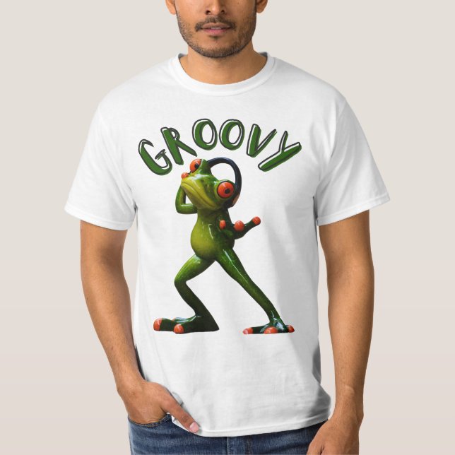 Groovy Grüner Frosch T-Shirt (Vorderseite)