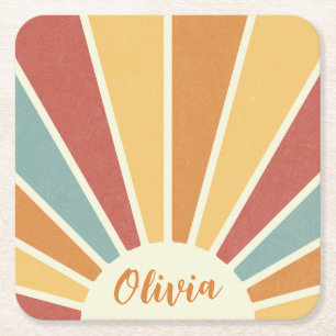 Groovy Grunge Retro-Design Rechteckiger Pappuntersetzer