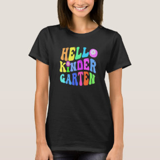 Groovy Hallo Kindergarten-Lehrer Lila Kinder Retro T-Shirt