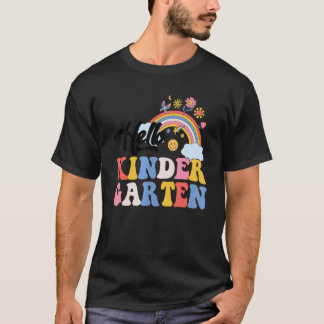 Groovy Hallo Kindergarten Regenbogen Lehrer Schüle T-Shirt