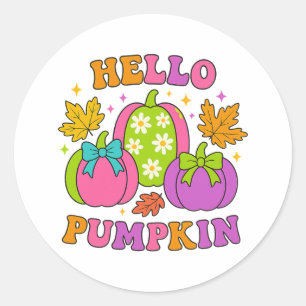 Groovy Hallo Kürbis Retro Herbst Halloween Runder Aufkleber