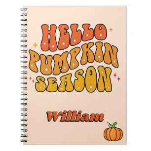 Groovy Hallo Kürbis-Saison Retro Herbst Glanz Notizblock