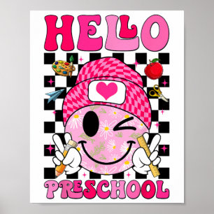 Groovy Hallo Vorschulkinder Erste Schultag Poster