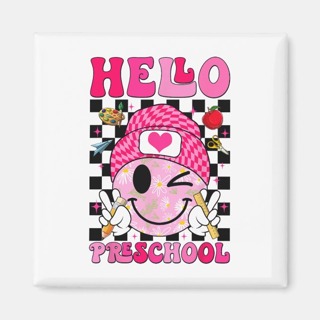 Groovy Hallo Vorschulkinder Vorschulklasse Erster  Magnet (Vorne)