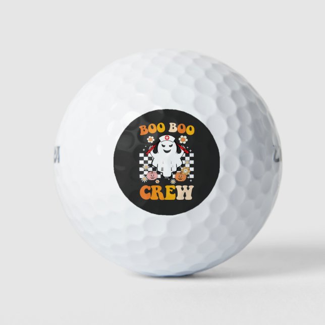 Groovy Halloween Boo Crew Nurse Ghost Golfball (Vorderseite)