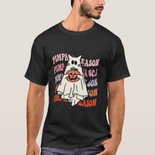 Groovy Halloween Cat Ghost Pumpkin Saison Niedlich T-Shirt