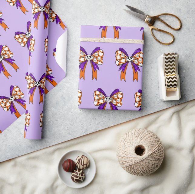 Groovy Halloween Cute Ghost Funny Retro Pattern Geschenkpapier (Kunsthandwerk)