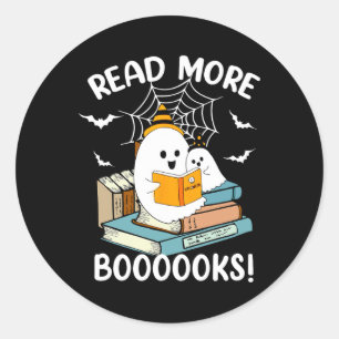 Groovy Halloween Ghost Mehr Bücher Libraria Runder Aufkleber