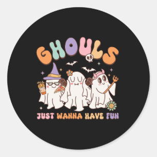 Groovy Halloween Ghouls Just Wanna haben Spaß Danc Runder Aufkleber