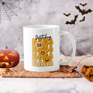 Groovy Halloween Lustige Hexen-Mama Herbstfarben Kaffeetasse