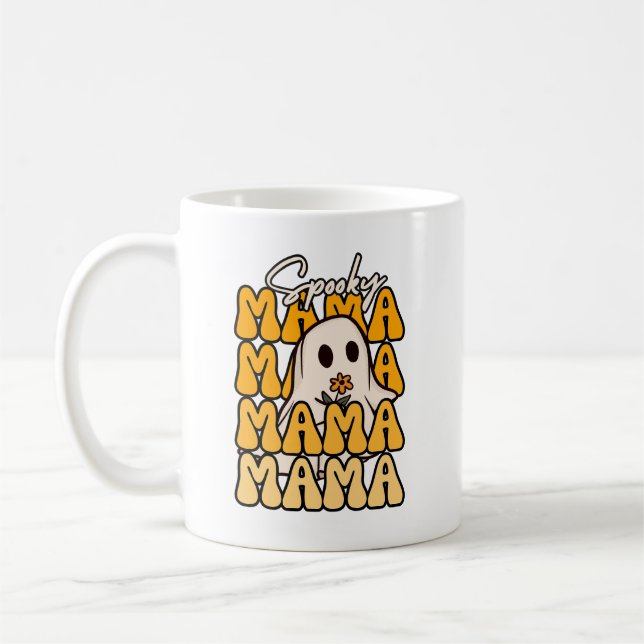 Groovy Halloween Mama Geist Blume lustige hallowee Kaffeetasse (Links)