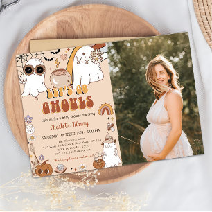 Groovy Halloween-Party Niedlich Ghost Baby Dusche Einladung