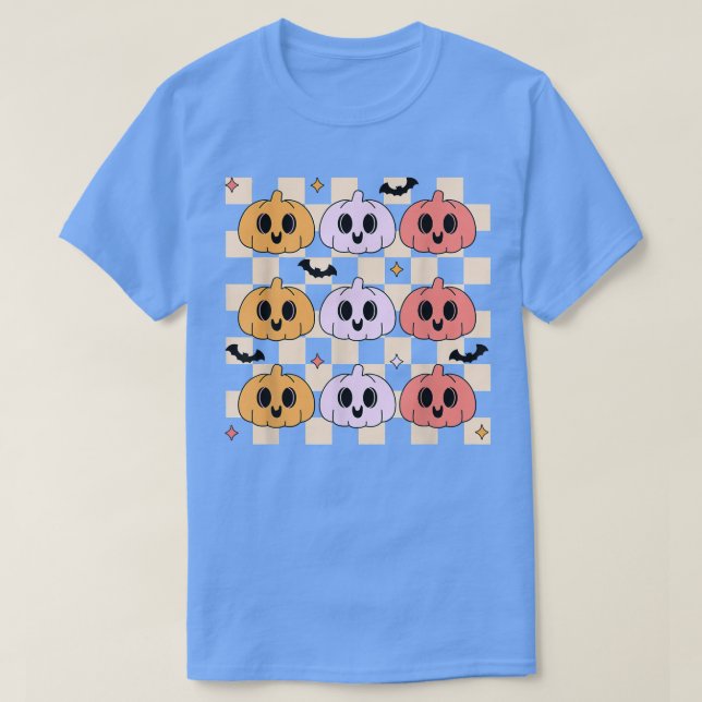 Groovy Halloween Pumpkin Women Men Kids Funny Retr T-Shirt (Design vorne)