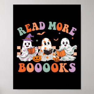 Groovy Halloween Read more Books Floral Ghost Boo Poster