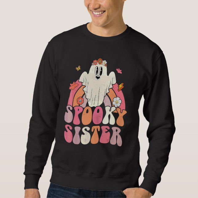 Groovy Halloween Regenbogen Süßer Geist Grusel Sch Sweatshirt (Vorderseite)