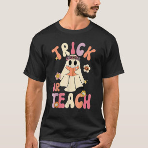 Groovy Halloween Streich oder Lehre Retro Blumenge T-Shirt