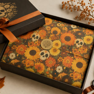 Groovy Halloween-Totenkopf-Blumen  Seidenpapier