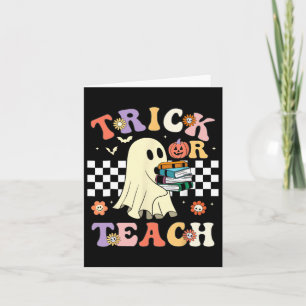 Groovy Halloween Trick oder lehren Retro Blumengho Karte