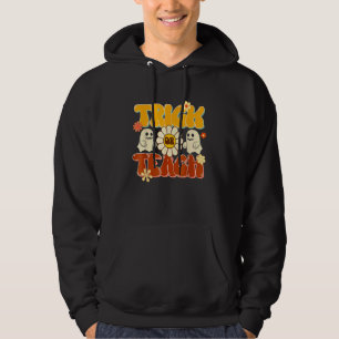 Groovy Halloween Trick Or Teach Retro Floral Geist Hoodie