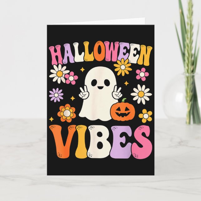 Groovy Halloween Vibes Costume Ghost Pumpkin  Karte (Vorderseite)