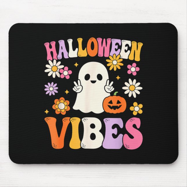 Groovy Halloween Vibes Costume Ghost Pumpkin  Mousepad (Vorne)