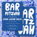 Groovy Handlettering Custom Bar Mitzvah Blue White Einladung<br><div class="desc">Perfekte Karte, um eine Bar mitzvah anzukündigen! Handgefertigte Kunst für Sie mit Griffe auf der Vorder- und Rückseite! Vollständig anpassbar! Klicken Sie auf "Personalisieren" oben, um den Text zu bearbeiten. Klicken Sie auf "Bearbeiten mit dem Design-Tool", um die Schriftart, Farben und Platzierungen anzupassen und das Design auf der Rückseite zu...</div>