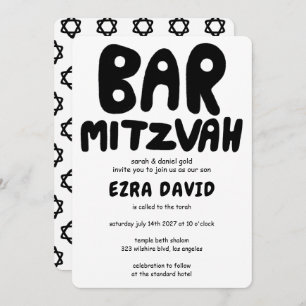 Groovy Handlettering Custom BAR Mitzvah Bold Stars Einladung