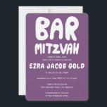 Groovy Handlettering Custom Bar Mitzvah Lila Einladung<br><div class="desc">Perfekte Karte, um eine Bar mitzvah anzukündigen! Handgefertigte Kunst für Sie mit Griffe auf der Vorder- und Rückseite! Vollständig anpassbar! Klicken Sie auf "Personalisieren" oben, um den Text zu bearbeiten. Klicken Sie auf "Bearbeiten mit dem Design-Tool", um die Schriftart, Farben und Platzierungen anzupassen und das Design auf der Rückseite zu...</div>