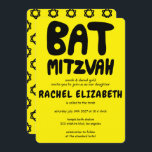 Groovy Handlettering Custom Bat Mitzvah Bold Stars Einladung<br><div class="desc">Perfekte Karte, um eine Fledermausmitzvah anzukündigen! Handgefertigte Kunst für Sie mit Griffe auf der Vorderseite und einem Muster auf der Rückseite! Vollständig anpassbar! Klicken Sie auf "Personalisieren" oben, um den Text zu bearbeiten. Klicken Sie auf "Bearbeiten mit dem Design-Tool", um die Schriftart, Farben und Platzierungen anzupassen und das Design auf...</div>
