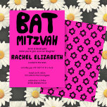 Groovy Handlettern Custom Bat Mitzvah Pink Stars Einladung<br><div class="desc">Perfekte Karte, um eine Fledermausmitzvah anzukündigen! Handgefertigte Kunst für Sie mit Griffe auf der Vorderseite und einem Muster auf der Rückseite! Vollständig anpassbar! Klicken Sie auf "Personalisieren" oben, um den Text zu bearbeiten. Klicken Sie auf "Bearbeiten mit dem Design-Tool", um die Schriftart, Farben und Platzierungen anzupassen und das Design auf...</div>