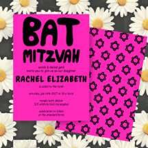 Groovy Handlettern Custom Bat Mitzvah Pink Stars