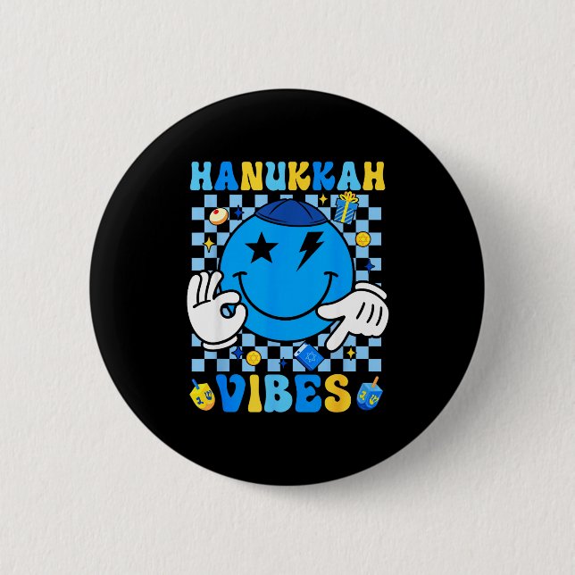 Groovy Hanukkah Vibes Chanukah Pajama Happy Hanukk Button (Vorderseite)
