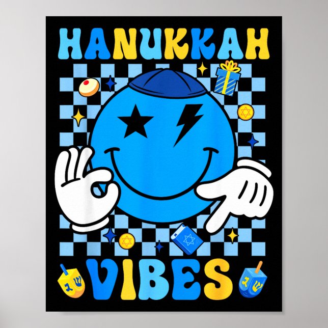 Groovy Hanukkah Vibes Chanukah Pajama Happy Hanukk Poster (Vorne)