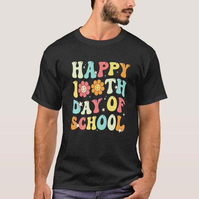 Groovy Happy 100th Day of School Cute Students Kid T-Shirt (Vorderseite)